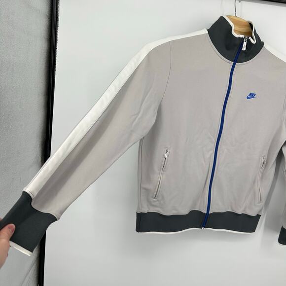 VTG y2k Men's Grey Nike Sportswear White Piping Full Zip Track Jacket Size Large - Picture 5 of 8